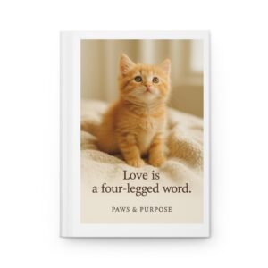 Paws & Purpose Inspirational Journal, Cute Cat Hardcover Notebook, Pet Lover Gift, Cat Mom Diary, Adoption Memories Recorder